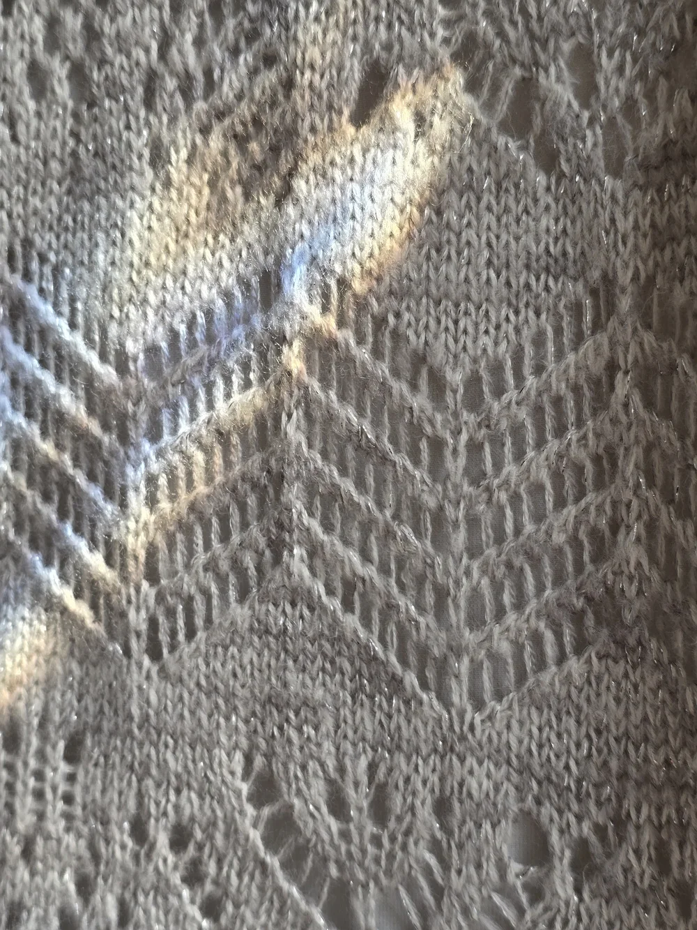 Open-Knit Cowl Neck Sweater - Silver/Gray